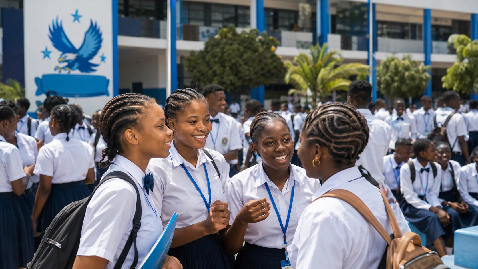 Vie scolaire dans la cour de l'établissement